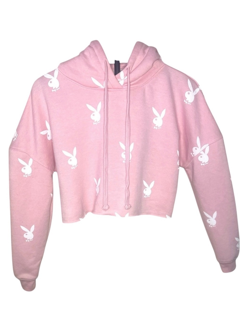 Playboy x Missguided Pink Cropped Hoodie Size L Y2K Barbiecore - Picture 4 of 7